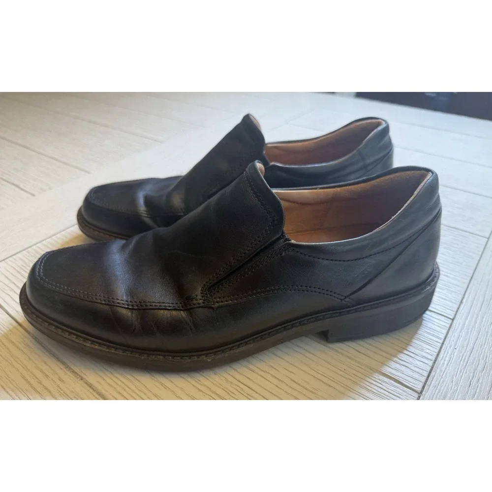 Ecco Shock Point‎ Men's Black Leather Slip On Loafer Shoes Size 8